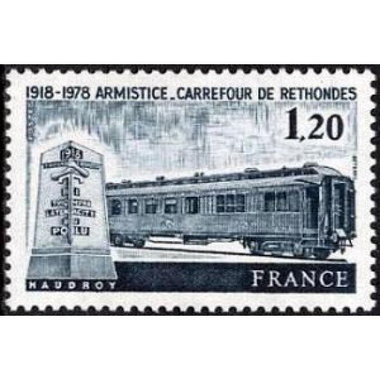 France Francia Nº 2022 1978 60º Aniv. del Armisticio en Rethondes Lujo France Francia Nº 2022 1978 60º Aniv. del Armisticio en Rethondes Lujo