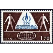 France Francia N º2027 1978 30º Aniv. de la declaración de los derechos humanos Lujo France Francia N º2027 1978 30º Aniv. de la declaración de los derechos humanos Lujo