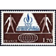 France Francia N º2027 1978 30º Aniv. de la declaración de los derechos humanos Lujo