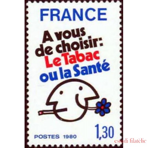 TEN/S France Francia Nº 2080 1980 Lucha contra el tabaquismo Lujo