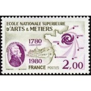 France Francia Nº 2087 1980 200º Aniv. de la Escuela nacional superior de Artes y oficios Lujo France Francia Nº 2087 1980 200º Aniv. de la Escuela nacional superior de Artes y oficios Lujo