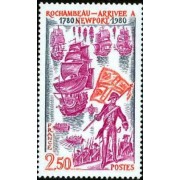 France Francia Nº 2094 1980 Rochambeau. 2º Aniv. de la llegada a Newport Lujo France Francia Nº 2094 1980 Rochambeau. 2º Aniv. de la llegada a Newport Lujo