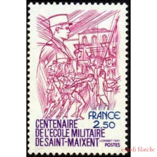 France Francia Nº 2140 1981 Centenario de la Escuela Militar de St. Maixent Lujo