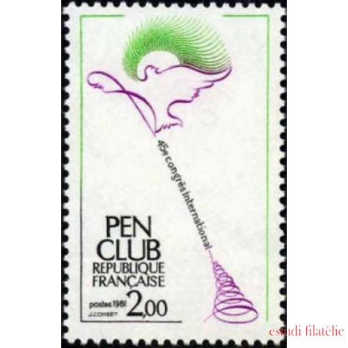 France Francia Nº 2164 1981 45º Congreso internacional del P.E.N. Club Lujo