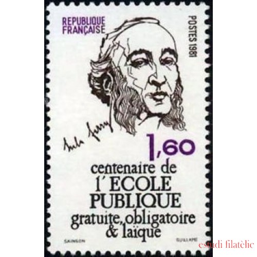 France Francia Nº 2167 1981 Centenario de la Escuela pública Lujo