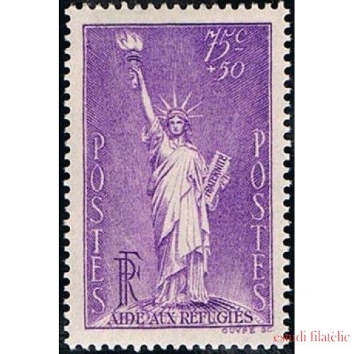 France Francia 309 1936 Pro refugiados políticos Estatua de la Libertad MNH