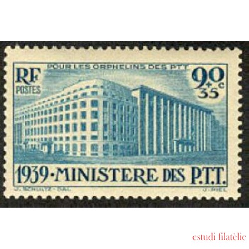 France Francia Nº  424 1939 En favor de los huérfanos-Ministerio de los P.T.T.-Lujo