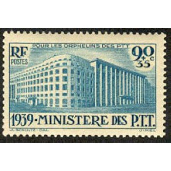 France Francia Nº 424 1939 En favor de los huérfanos-Ministerio de los P.T.T.-Lujo France Francia Nº 424 1939 En favor de los huérfanos-Ministerio de los P.T.T.-Lujo