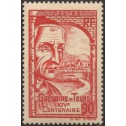 France Francia Nº 442 1939 Centenario del nacimiento de Grégoire de Tours-Efigie- Lujo