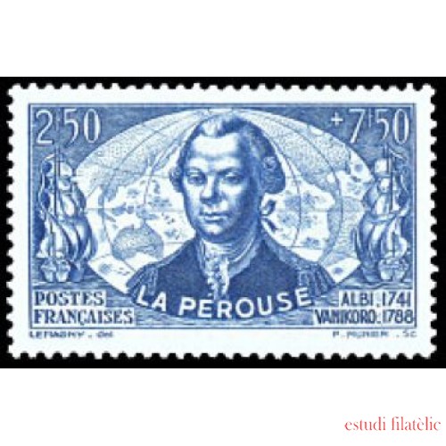 France Francia Nº 541 1942 A favor de la emergencia nacional -2º Centenario del nacimiento de Jean-François de Galaup- Lujo