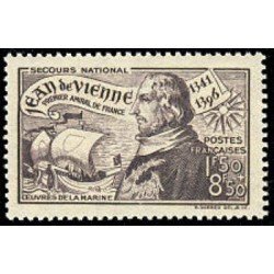 France Francia Nº 544 1942 Afavor de las obras de la marina -6º Centenario del nacimiento del almirante Jean de Vienne- Lujo France Francia Nº 544 1942 Afavor de las obras de la marina -6º Centenario del nacimiento del almirante Jean de Vienne- Lujo