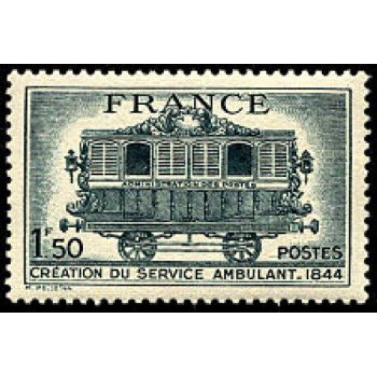 France Francia Nº 609 1944 Centenario del servicio postal ambulante Lujo