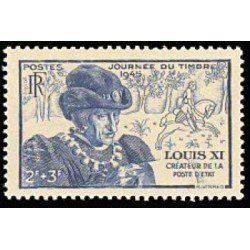 France Francia Nº 743 1945 Día del sello -Efigie de Luis XI-Ayuda francesa Lujo