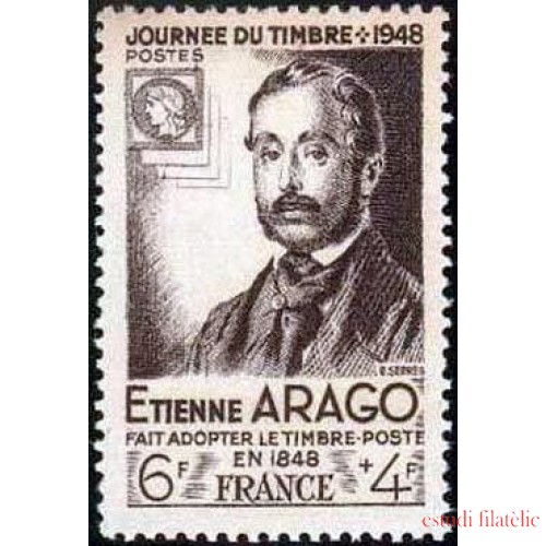 France Francia Nº 794 1948 Día del sello y Centenario  de la institución del sello postal -Ètienne Arago- Lujo