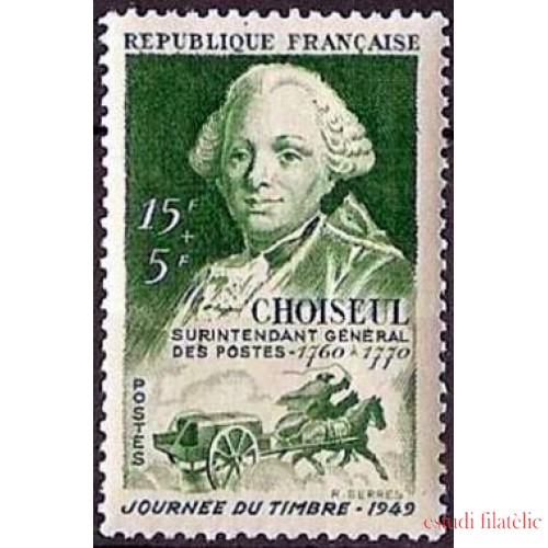 France Francia Nº 828 1949 Día del sello-Retrato del duque de Choiseul- fijasellos