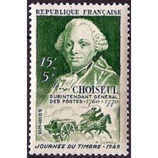 France Francia Nº 828 1949 Día del sello-Retrato del duque de Choiseul- fijasellos France Francia Nº 828 1949 Día del sello-Retrato del duque de Choiseul- fijasellos