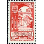 France Francia Nº 926 1952 14º Centenario de la Abadía de St. Croix de Poitiers Lujo