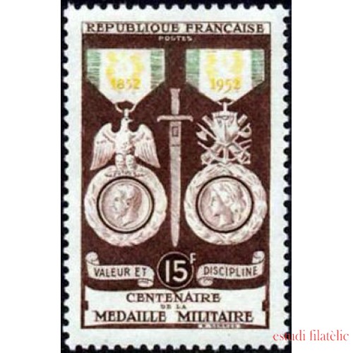 France Francia Nº 927 1952 Centenario de la Medalla militar Lujo