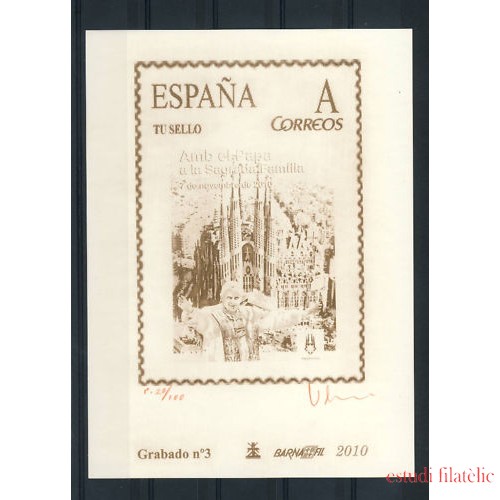 España Spain Grabado 3 Visita del Papa Prueba 100 Ejemplares Nº Rojo 2010