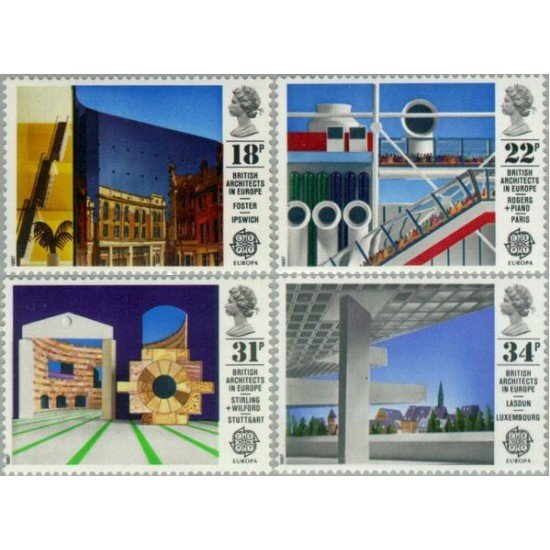 Gran Bretaña 1266/69 1987 Europa-arquitectura moderna MNH