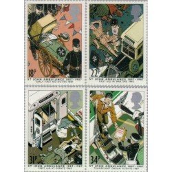 Gran Bretaña 1270/73 1987 Centenario de las ambulancias MNH Gran Bretaña 1270/73 1987 Centenario de las ambulancias MNH