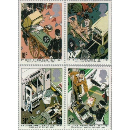 Gran Bretaña 1270/73 1987 Centenario de las ambulancias MNH