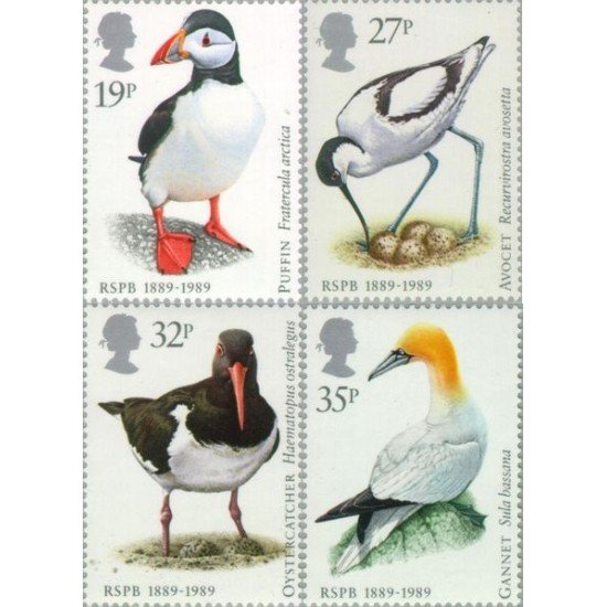 Gran Bretaña - 1363/66 - 1989 100º Aniv. de la sociedad de protección de los pájaros MNH