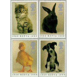 Gran Bretaña 1439/42 1990 150º Aniv. de la Real sociedad protectora de animales MNH Gran Bretaña 1439/42 1990 150º Aniv. de la Real sociedad protectora de animales MNH