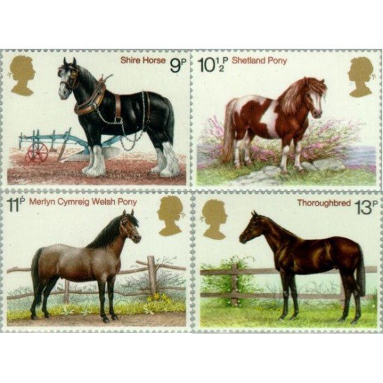 FAU4/S Gran Bretaña  868/71 1978 Razas de caballos MNH