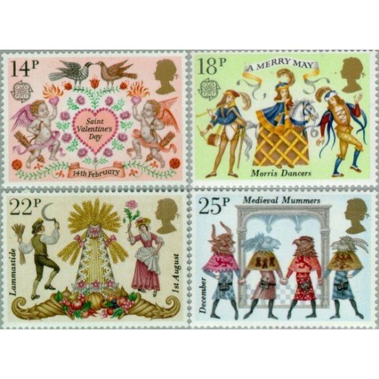 FAU5/S Gran Bretaña 972/75 1981 Europa y el folklore-costumbres tradicionales MNH FAU5/S Gran Bretaña 972/75 1981 Europa y el folklore-costumbres tradicionales MNH