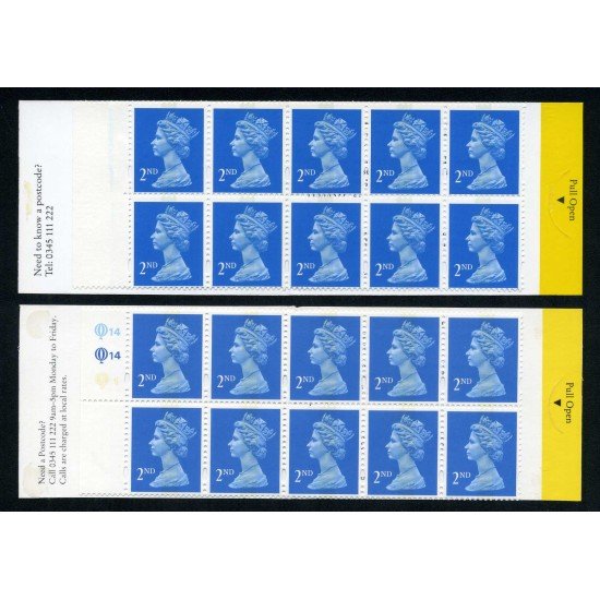 Gran Bretaña - 1473par-C - 1994 Isabel II 2 Carnets banda de 10 sellos c/u nº 1473 (1 impr. house+1 impr. Walsall)