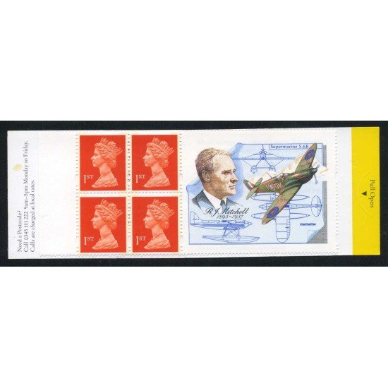 Gran Bretaña - 1474v3-C - 1995 Isabel II Carnet bloque de 4 sellos 1474c + viñeta R. J. Mitchell