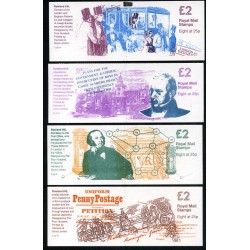 Gran Bretaña - 1715(III)lote-C - 1995 Isabel segunda 4 Carnets banda vertical 8 sellos c/u nº 1715 (dif. ilustraciones en la cobetura)