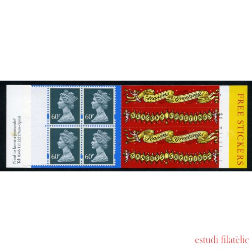 Gran Bretaña - 1779(I)+viñeta-C - 1994 Isabel II Carnet bloque 4 sellos nº 1779+ 4 etiquetas correo aéreo+4viñetas Lujo