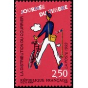 France Francia Nº 2792 1993 Día del sello Cartero en bicicleta Lujo