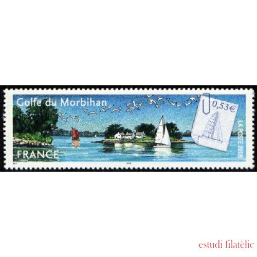 France Francia Nº 3783 2005 Serie turística Golfo de Morbihan Isla, casa, barco... Lujo