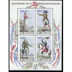 France Francia HB 10 1989 Personajes célebres de la Revolución 4 val. nº 2592/95 Lujo France Francia HB 10 1989 Personajes célebres de la Revolución 4 val. nº 2592/95 Lujo