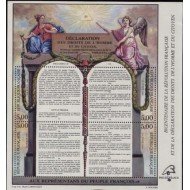 France Francia HB 11 1989 Bicentenario de la Revolución y Decl. Derechos del Hombre y los ciudadanos 4 val. 2596/99 Ilustración, texto de la declaración Lujo