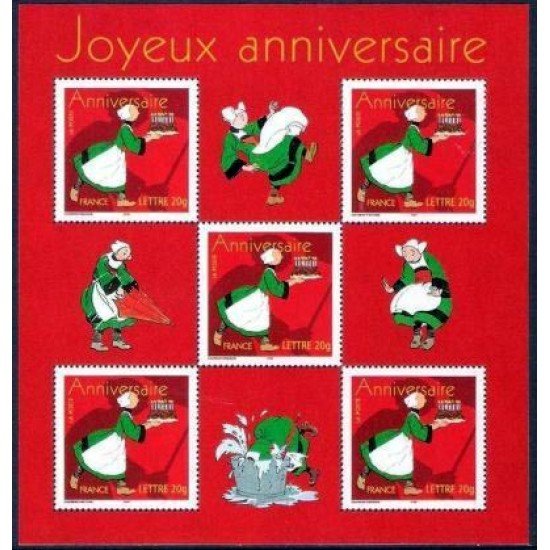 France Francia HB 83 2005 Feliz cumpleaños 5 sellos nº 3778 Ilustración: Bècassine Lujo France Francia HB 83 2005 Feliz cumpleaños 5 sellos nº 3778 Ilustración: Bècassine Lujo