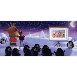 France Francia Hojitas Souvenir 15 -BS - 2006 Mejores deseos Reno con regalos 1 valor en hojita con blister (renos y pingüinos) Lujo