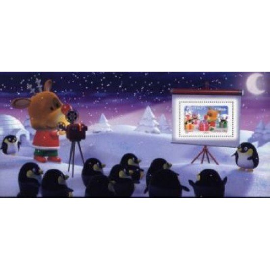 France Francia Hojitas Souvenir 15 -BS - 2006 Mejores deseos Reno con regalos 1 valor en hojita con blister (renos y pingüinos) Lujo