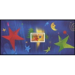 France Francia Hojitas Souvenir  3 BS - 2004 Mejores deseos Estrella sujetando flor 1 valor en Hojita con blister  Tarjeta de felicitación Árbol Navidad Lujo