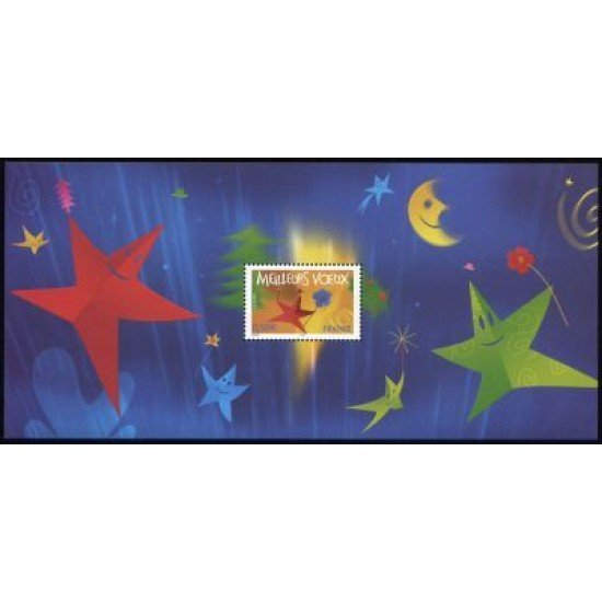 France Francia Hojitas Souvenir 3 BS - 2004 Mejores deseos Estrella sujetando flor 1 valor en Hojita con blister Tarjeta de felicitación Árbol Navidad Lujo France Francia Hojitas Souvenir 3 BS - 2004 Mejores deseos Estrella sujetando flor 1 valor en Hojita con blister Tarjeta de felicitación Árbol Navidad Lujo