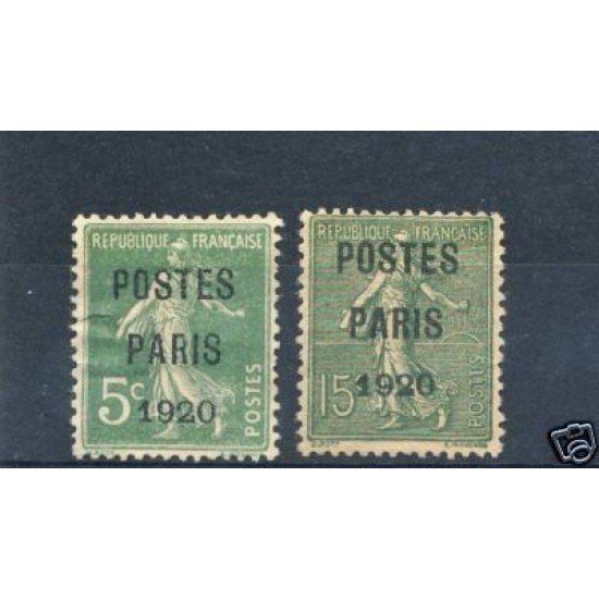France Francia Preobliterados P- 24/25 1920-22 París 1920 Sin goma Fijasellos