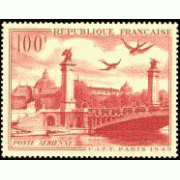 France Francia  A  28 1949 Congreso inter. de Telegrafía y Telefonía París Vistas Palacio, puente, aves Lujo