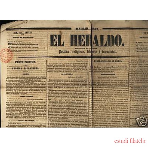 <div><strong>El Heraldo Marca Prefilatélica Manresa Cataluña 1842</strong></div>