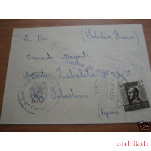 España Carta circulada Marruecos San Sebastián Sidi Alí MARCA CAMPAMENTO DEL JEMIS DE BENI  RARA