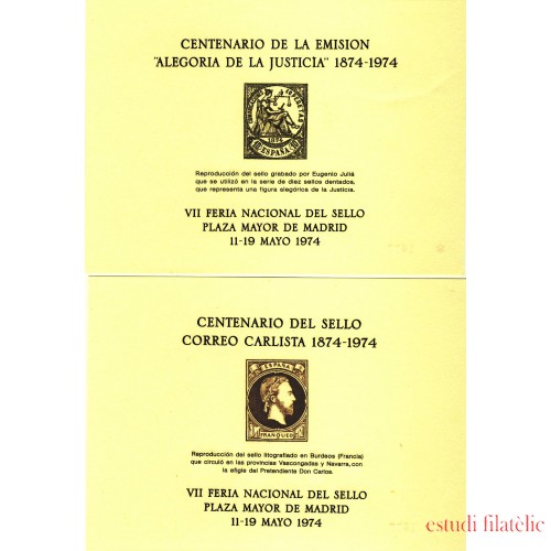 España Spain Hojitas Recuerdo 18/19 1974 FNMT Alegoría de la Justicia