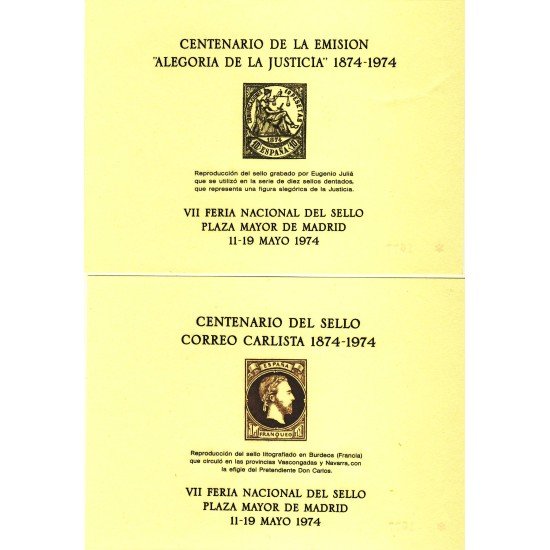 España Spain Hojitas Recuerdo 18/19 1974 FNMT Alegoría de la Justicia España Spain Hojitas Recuerdo 18/19 1974 FNMT Alegoría de la Justicia
