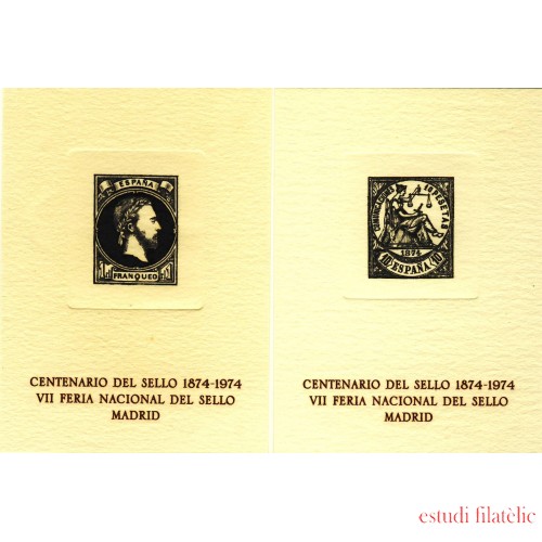 España Spain Hojitas Recuerdo 20/21 1974 FNMT VIIFeria del sello Alegoría de la Justicia